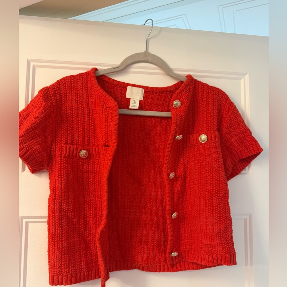 H&M Red Women's Button-Up Cardigan